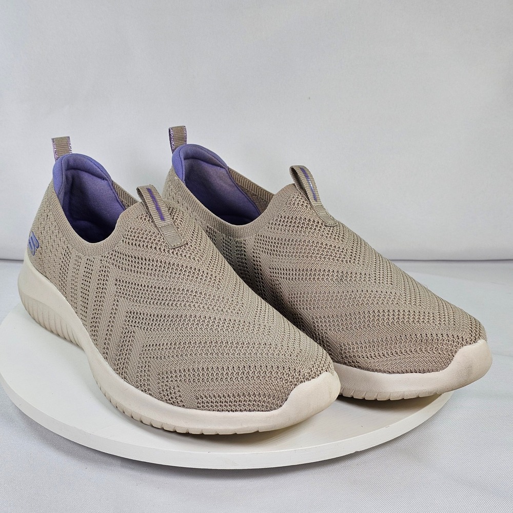 Skechers‎ Ultra Flex 3.0 Smooth Step Taupe Lavender Slip On Sneakers 149485 9.5